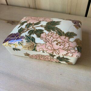 VTG Fitz & Floyd Cloisonne Trinket Box Bridge Playing Cards 2 Deck Lidded